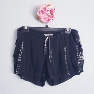 Hardtail Black Bleach Dyed Drawstring Shorts